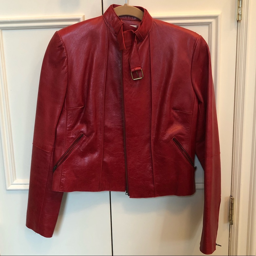 Red leather jacket 🔥🔥
